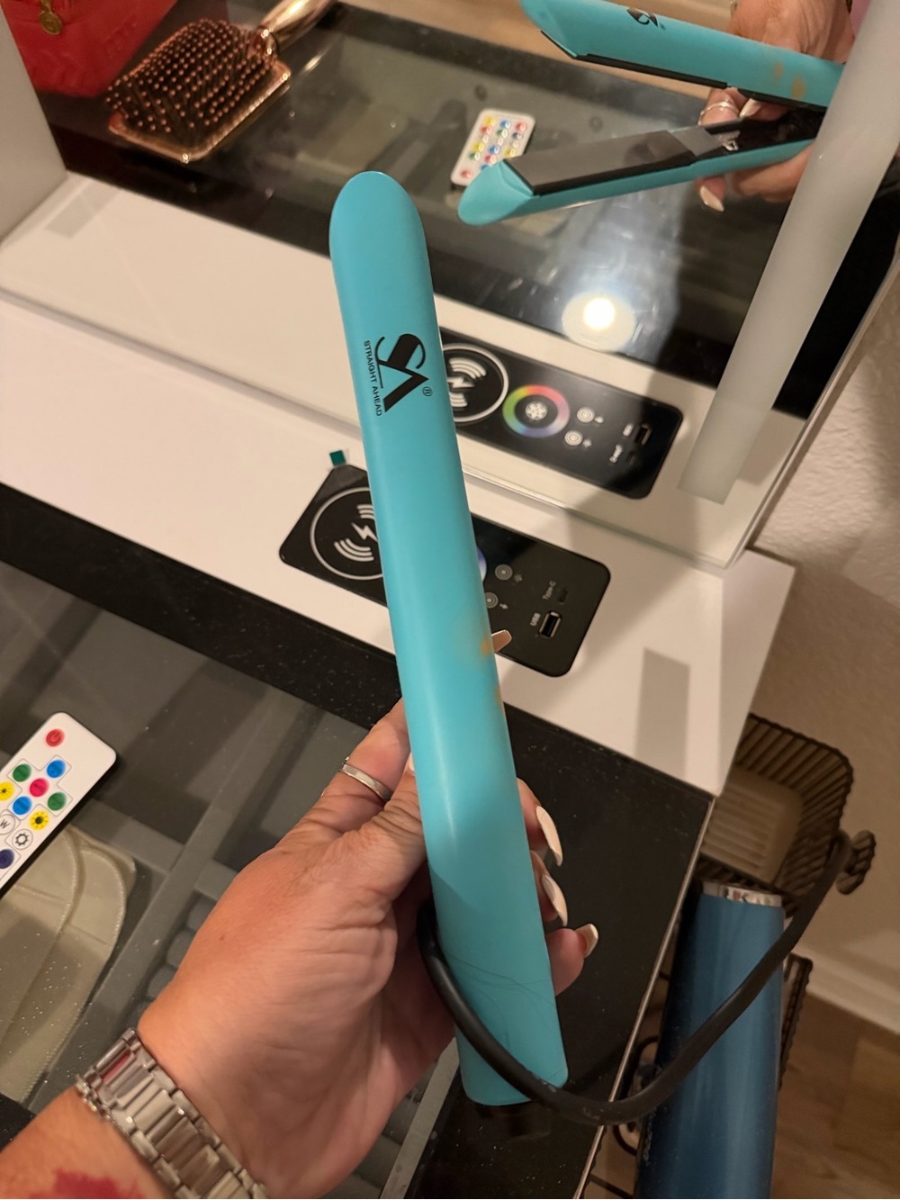 Turquoise Hair Flat Iron Styling Straightener -